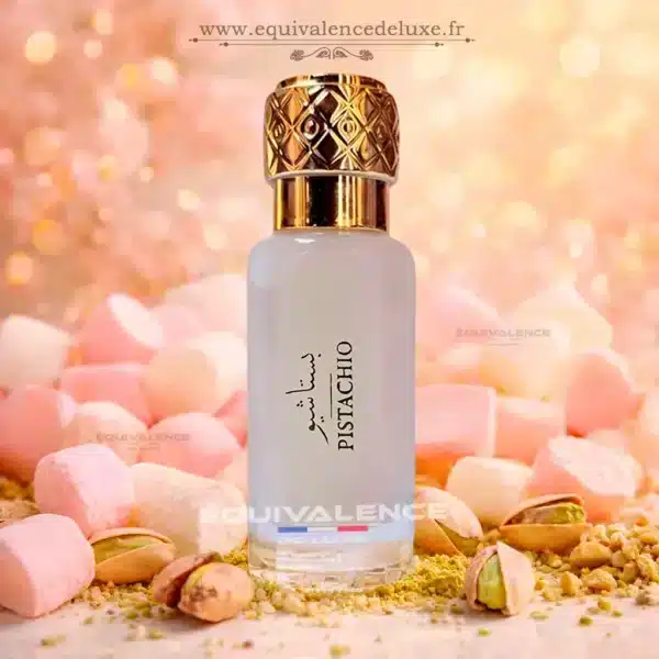 Flacon Pistachio musc tahara gourmand féminin avec décor pistache et marshmallow