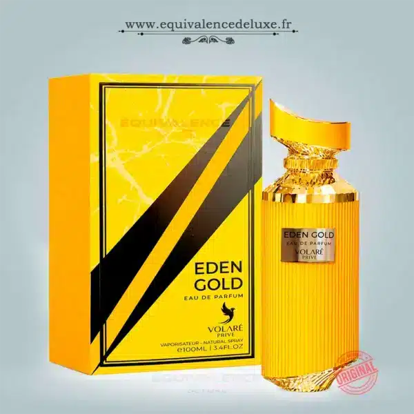 Boutique de Dupes de Parfums de Poche 33ml & Collection Privée 50ml | Prix Dégressifs & Livraison Rapide 1 Flacon Eden Gold de Volaré Privé 100 ml, parfum oriental mixte lumineux aux notes florales et ambrées disponible chez Equivalence Deluxe.