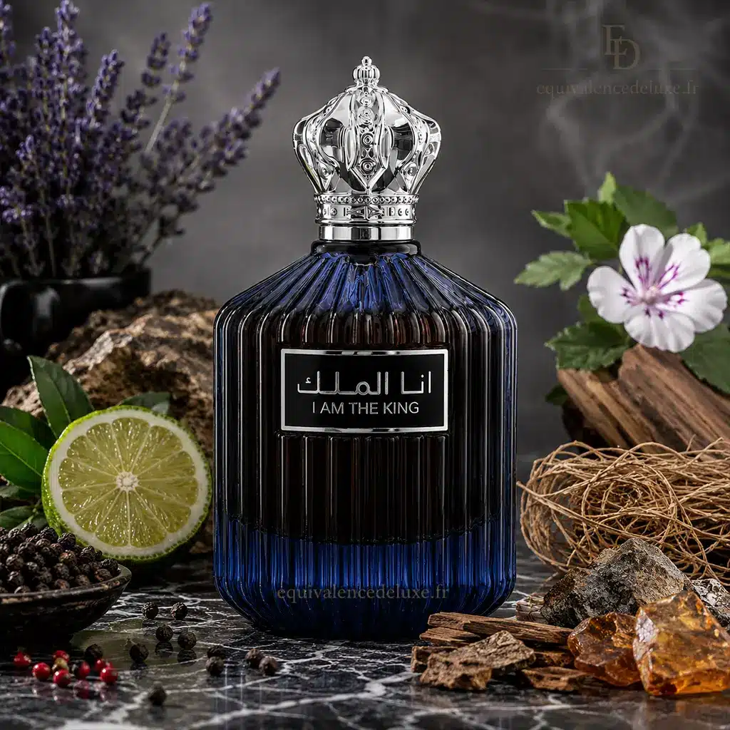 Parfum I Am The King Homme – Parfum Oriental Frais & Boisé Intense 3 Flacon I Am The King Ana Al Malik entouré de bergamote, lavande, poivres, vétiver, bois et ambroxan
