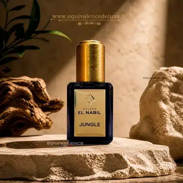 Jungle El Nabil 5ml parfum oriental sans alcool Boîte et flacon Jungle El Nabil 5ml parfum concentré sans alcool aux accords boisés, ambrés et épicés.