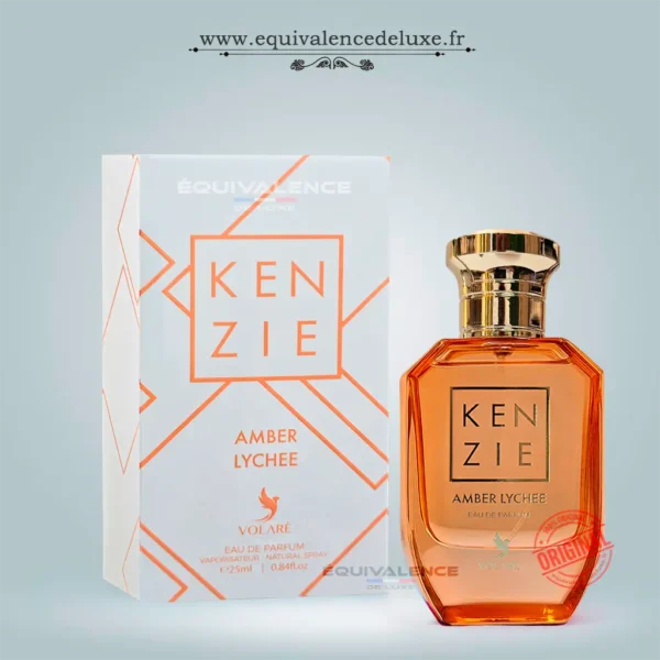 Boutique de Dupes de Parfums de Poche 33ml & Collection Privée 50ml | Prix Dégressifs & Livraison Rapide 19 Flacon miniature Kenzie Amber Lychee 25ml Volaré avec boîte parfum fruité floral ambré femme