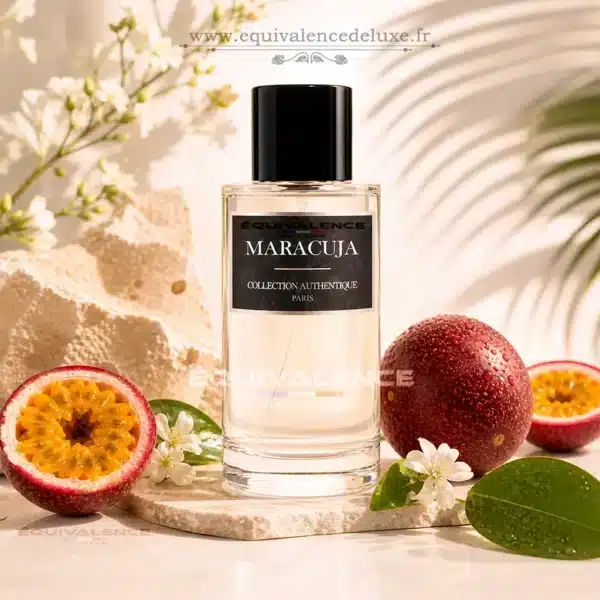 Maracuja Collection Authentique Paris 50ml parfum fruité boisé mixte Flacon et coffret Maracuja Collection Authentique Paris Eau de Parfum 50ml inspirée d'Oud Maracuja, fragrance exotique au fruit de la passion et oud précieux.