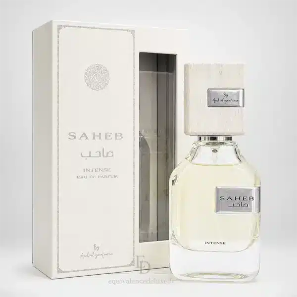 Flacon Saheb Intense Eau de Parfum 100 ml avec sa boîte blanche