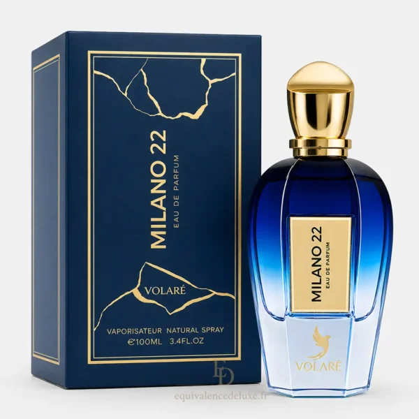 Flacon Milano 22 Volaré Eau de Parfum mixte 100 ml dans un décor élégant bleu et blanc