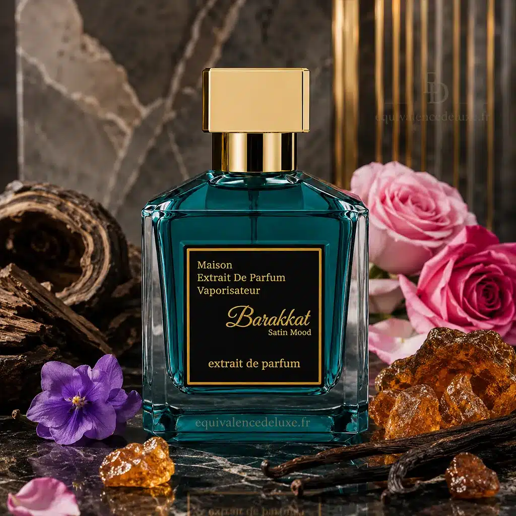 Barakkat Satin Mood – Extrait de Parfum Mixte 100 ml 4 Barakkat Satin Mood Extrait de Parfum mixte avec boîte, oud, roses, ambre et vanille