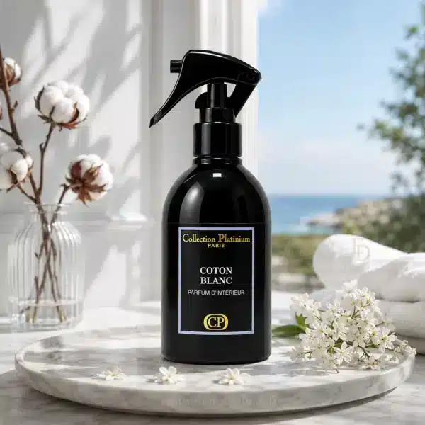 Coton Blanc Collection Platinium – Parfum Maison Flacon Coton Blanc Collection Platinium 250 ml, parfum d’intérieur