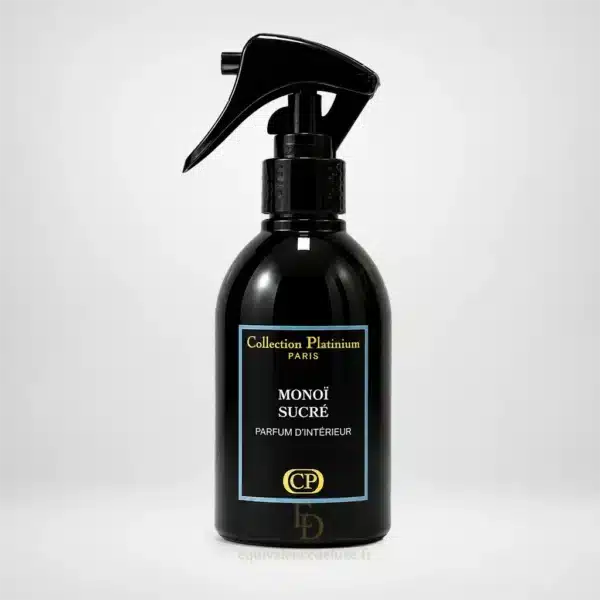 Parfums Dubaï, Collection Privée & Parfums Inspirés au Meilleur Prix 9 Spray d’intérieur Monoï Sucré Collection Platinium dans une ambiance estivale avec fleurs blanches