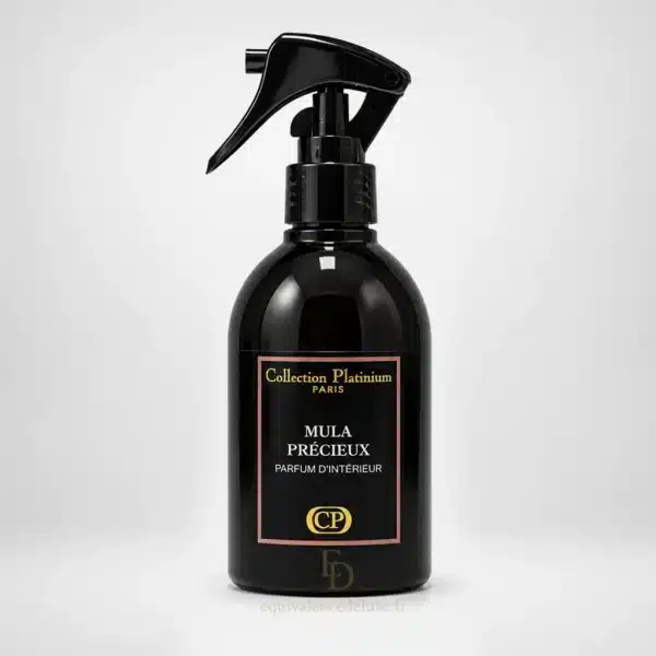 Parfums Dubaï, Collection Privée & Parfums Inspirés au Meilleur Prix 8 Spray d’intérieur Mula Précieux Collection Platinium dans une ambiance élégante avec fleurs blanches