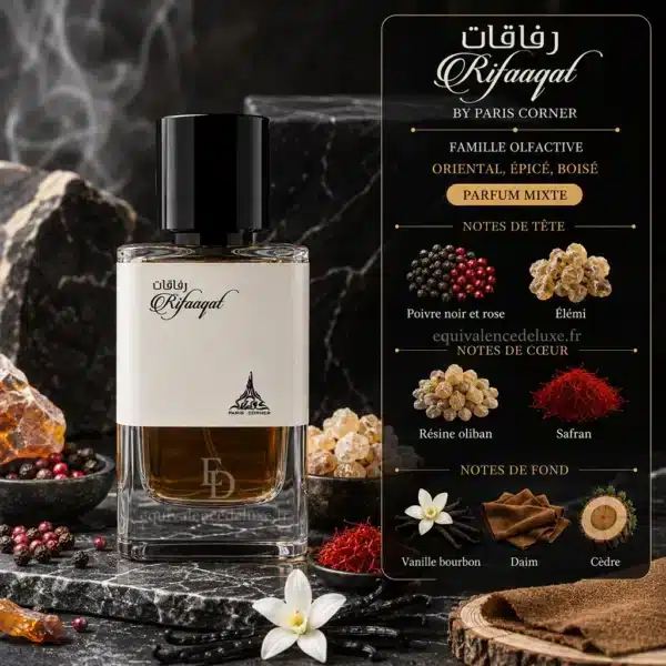 Rifaaqat Paris Corner 100 ml – Flacon et Boîte Flacon et boîte Rifaaqat Paris Corner Eau de Parfum mixte 100 ml
