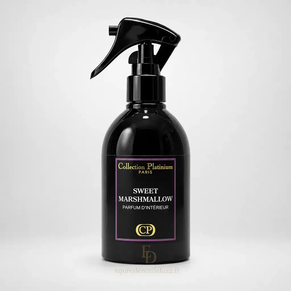 Sweet Marshmallow Collection Platinium – Spray d’Intérieur 250 ml 1 Spray d’intérieur Sweet Marshmallow Collection Platinium avec guimauves dans une ambiance cocooning