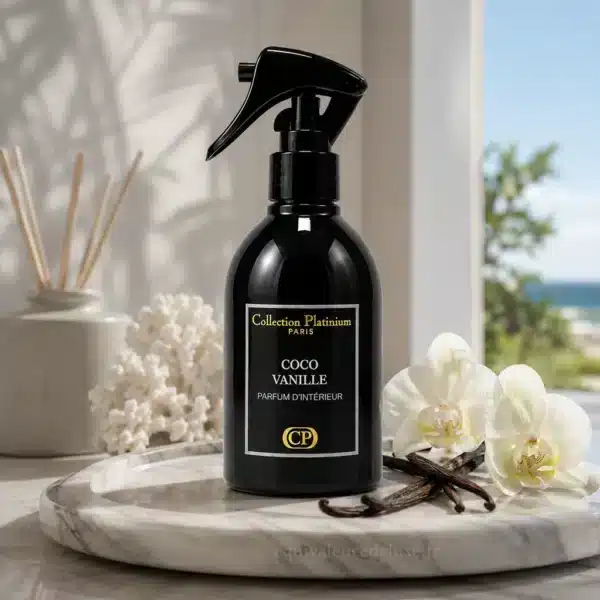 spray-interieur-coco-vanille-collection-platinium Flacon Coco Vanille Collection Platinium 250 ml, parfum d’intérieur gourmand