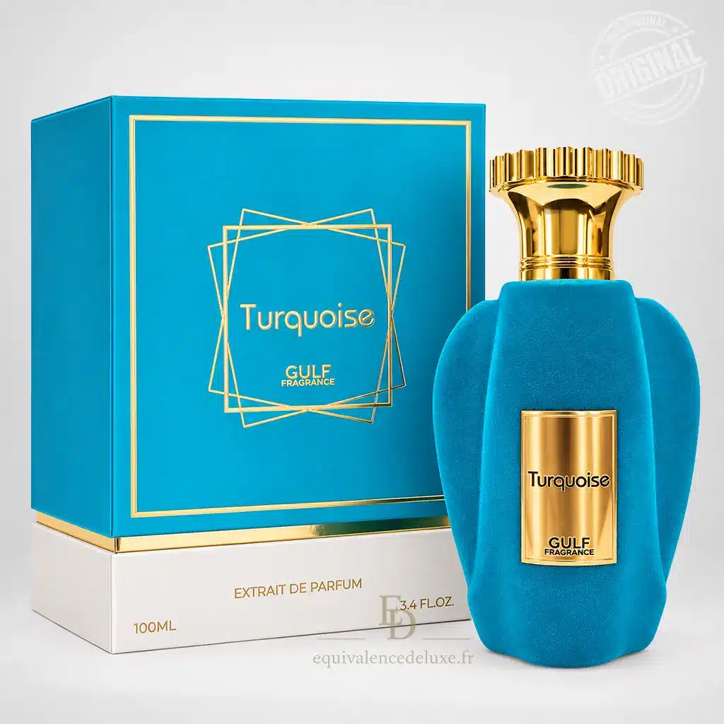 Turquoise Gulf Fragrance – Extrait de Parfum Mixte 100 ml 1 Turquoise Gulf Fragrance Extrait de Parfum 100 ml avec flacon bleu turquoise et coffret