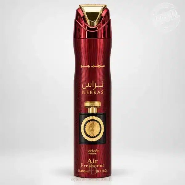 Parfums Dubaï, Collection Privée & Parfums Inspirés au Meilleur Prix 7 Nebras Lattafa Pride désodorisant d'intérieur 300 ml en flacon rouge bordeaux et doré