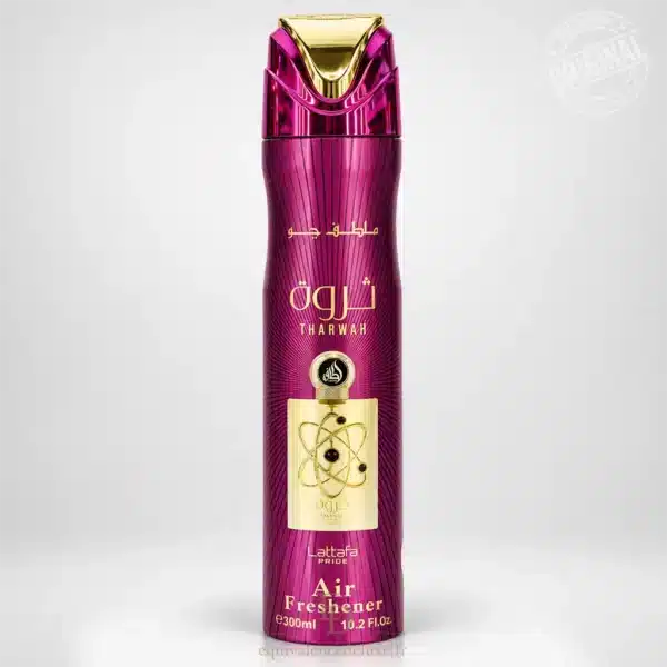 Parfums Dubaï, Collection Privée & Parfums Inspirés au Meilleur Prix 6 Tharwah Gold Lattafa Pride désodorisant d'intérieur 300 ml en flacon rose fuchsia et doré